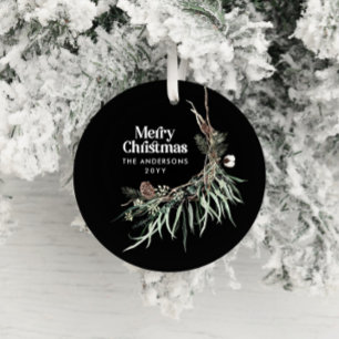 Décoration En Céramique Botanique d'aquarelle moderne noire