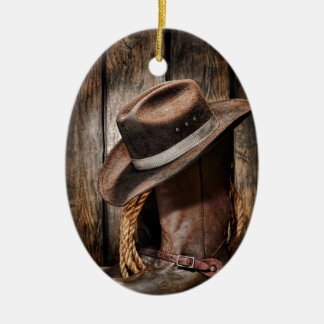 Décoration En Céramique bottes de cowboy en bois de grange de brun de pays