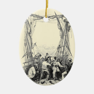 Décoration En Céramique Boucanier vintage et navire pirate naufragé