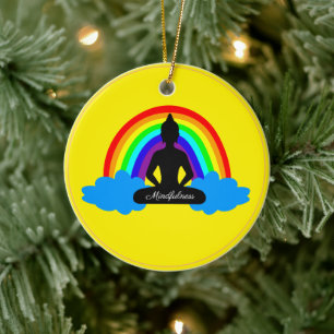 Décoration En Céramique Bouddha Arc-en-ciel & Mindfult Yoga /méditation