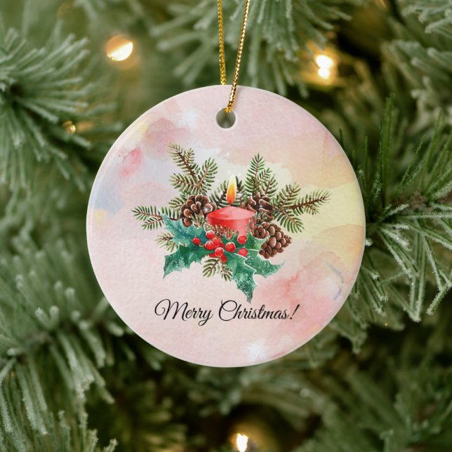 Décoration En Céramique Bougie et métisse aquarelle (Arbre)