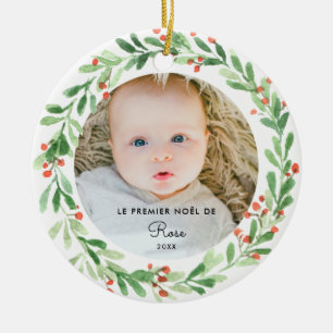 Décoration En Céramique Boule De Noël Personnalisée 1er Noël Avec Photo