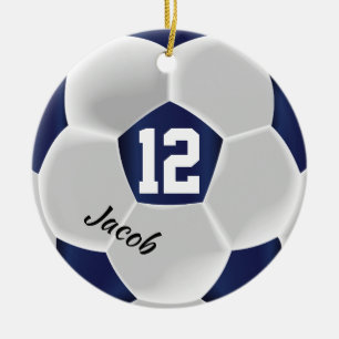 Décoration En Céramique Boule de soccer bleu foncé et blanc