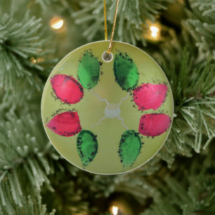 Décoration En Céramique Boule en verre vintage de Noël pâle - vert peint