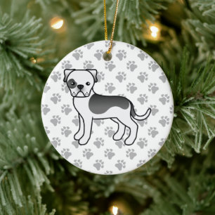 Décoration En Céramique Bouledogue américain pie balck Cute Chien de dessi
