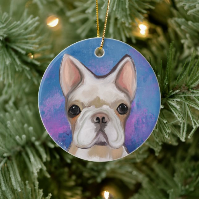 DÉCORATION EN CÉRAMIQUE BOULEDOGUE FRANÇAIS       (Arbre)