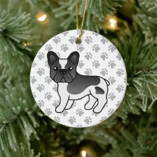 Décoration En Céramique Bouledogue français à taches noires Chien de dessi