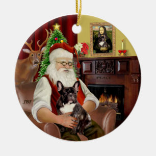 Décoration En Céramique Bouledogue Français bringé de Santa