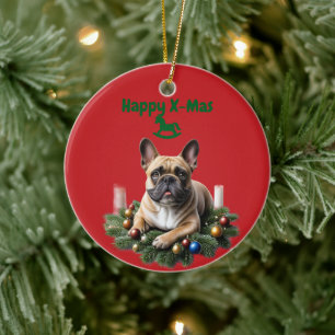 Décoration En Céramique Bouledogue français Bulldog français Noël