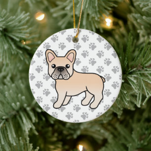 Décoration En Céramique Bouledogue français crème Chien de dessin animé mi