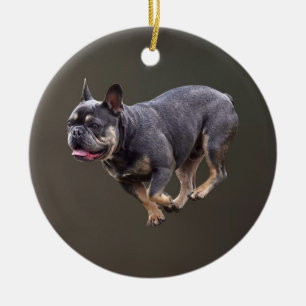 Décoration En Céramique Bouledogue français en course