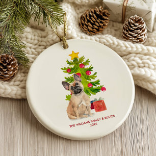 Décoration En Céramique Bouledogue français Noël personnalisé