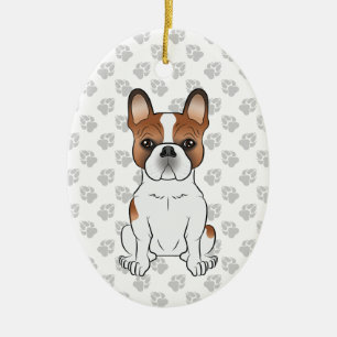 Décoration En Céramique Bouledogue français pie rouge mignon Chien de dess