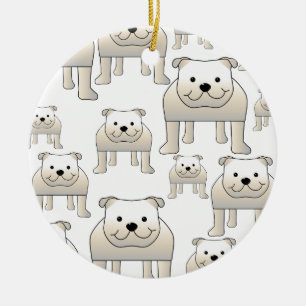 Décoration En Céramique Bouledogues anglais, blancs. Modèle de chiens
