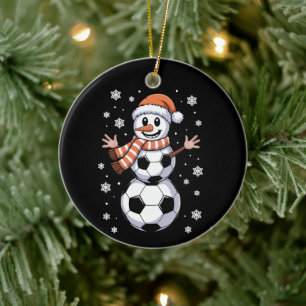 Décoration En Céramique Boules de football drôles de Noël en arbre en bonh