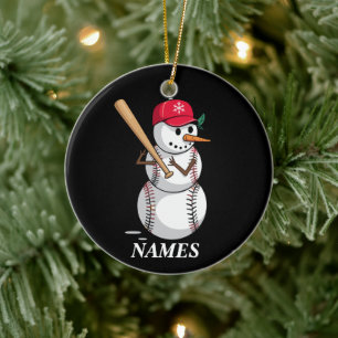 Décoration En Céramique Boules de neige de baseball avec nom personnalisé
