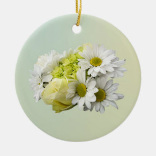 Décoration En Céramique Bouquet aux teintes de blanc et de jaune