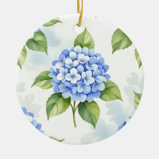 Décoration En Céramique Bouquet de Hortensias Bleu Pastel Motif