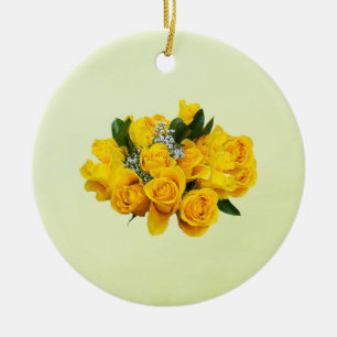 Décoration En Céramique Bouquet de roses jaunes et baby's breath