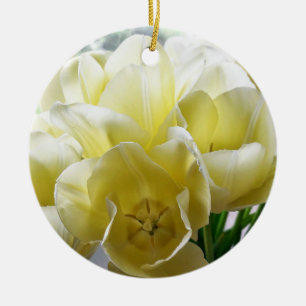 Décoration En Céramique Bouquet de Tulipe jaune rond