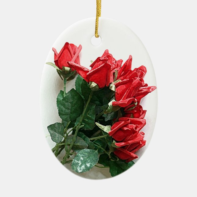 Décoration En Céramique Bouquet Keepsaké Roses rouges (Devant)