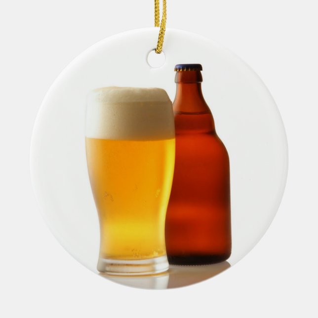 Décoration En Céramique Bouteille d'ornement de Noël de bière (Devant)
