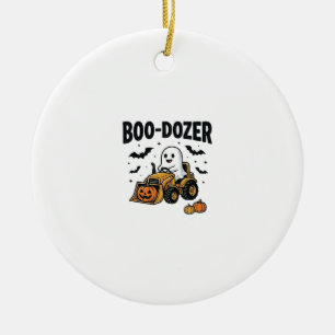 Décoration En Céramique Bouteur fantôme Halloween Boo-Dozer Design_1