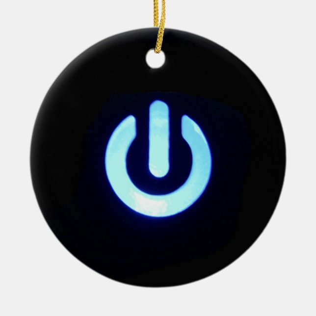 Décoration En Céramique Bouton d'alimentation bleu (Devant)
