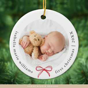 Décoration En Céramique Bow Photo Moderne Baby First Christmas