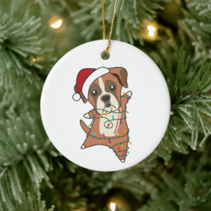 Décoration En Céramique Boxer Chien Noël Neige Hiver Animaux Chiens Adulte