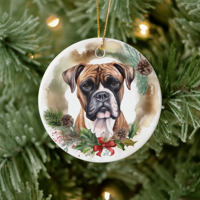 Décoration En Céramique Boxer Christmas Wreath Festive Pup (Arbre)