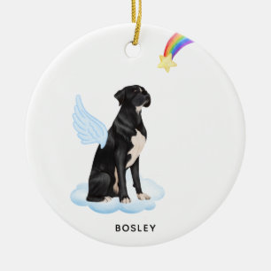 Décoration En Céramique Boxer Dog Angel Personalize Black Dog Pet Memorial