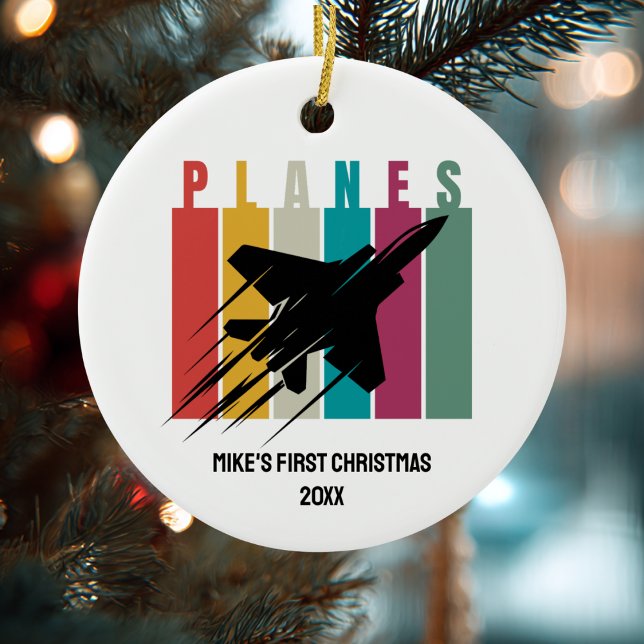 Décoration En Céramique Boy First Christmas Jet Fighter Airplane Custom (Créateur téléchargé)