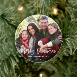 Décoration En Céramique Bracelet Script Joyeux Noël Famille Photo RW