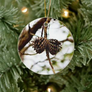 Décoration En Céramique Branche avec Pinecones