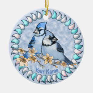 Décoration En Céramique Branche Blue Jay