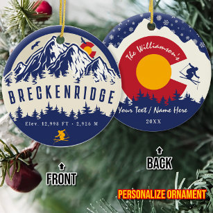 Décoration En Céramique Breckenridge Colorado Drapeau Montagne Ski Souveni