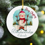 Décoration En Céramique Breckenridge Colorado Watercolor Snowman Snowboard<br><div class="desc">Breckenridge Colorado Aquarelle Design Snowman. Breckenridge Colorado Ce design fait un grand cadeau de Noël ou d'anniversaire pour les fans de la montagne Breckenridge. Le design vintage rétro est un cadeau parfait pour les amateurs de ski dans les montagnes du Colorado. - "Modifiez le design selon vos préférences. Vous pouvez...</div>