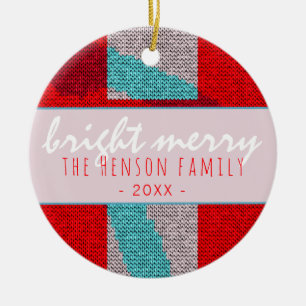 Décoration En Céramique Bright Merry Script Red Knit Tricot famille