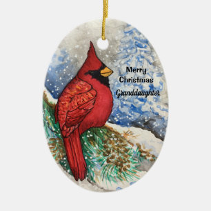 Décoration En Céramique Bright Red Cardinal Christmas Bird