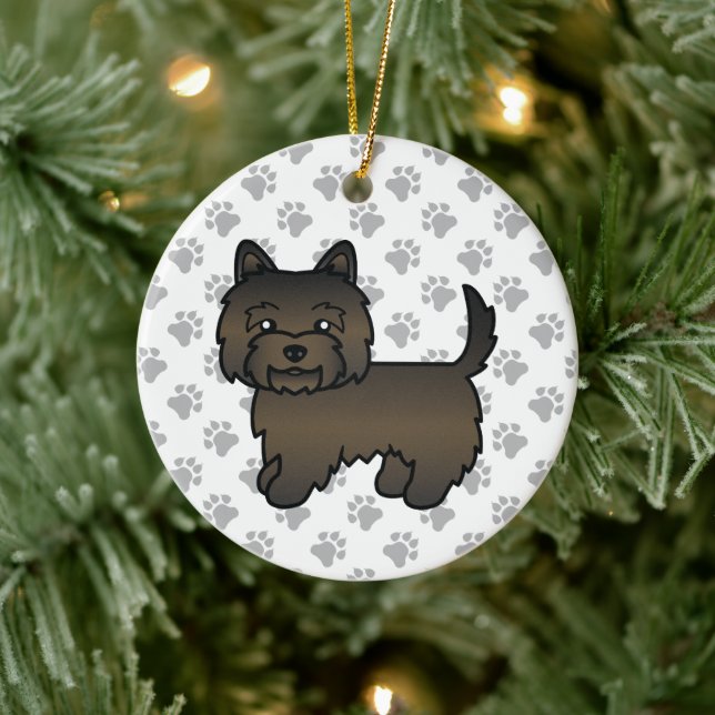 Décoration En Céramique Brindle foncé Cairn Terrier mignon chien de dessin (Arbre)