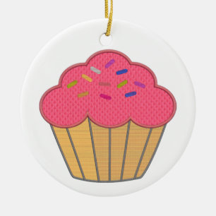 Décoration En Céramique Broderie Faux Cupcake fraise Imprimer