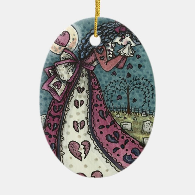 DÉCORATION EN CÉRAMIQUE BROKEN HEARDISE WEEPING VALENTINE, CEMETERY GOTH (Devant)