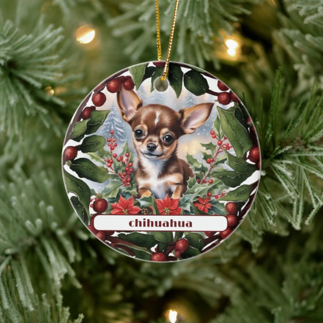 Décoration En Céramique Brown Chihuahua Puppy Holiday Noël personnalisé (Arbre)