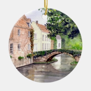 Décoration En Céramique Bruges Watercolor Painting by Farida Greenfield