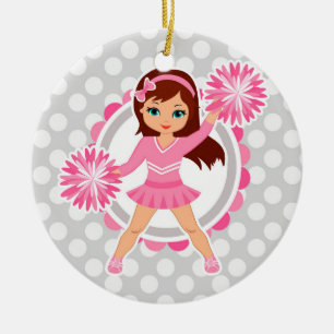 Décoration En Céramique Brune rose de pom-pom girl - acclamation mignonne