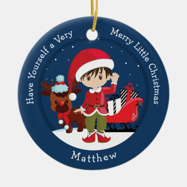 Décoration En Céramique Brunette Boy Elf (Devant)