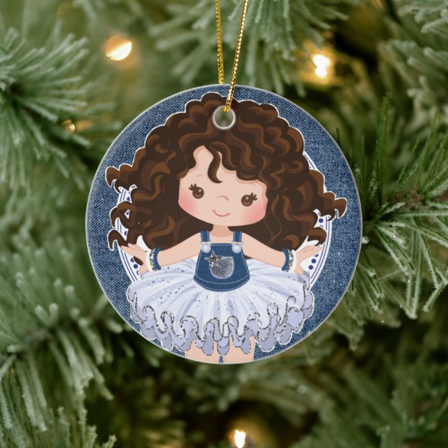 Décoration En Céramique Brunette Cutie Denim & Diamants Noël (Arbre)