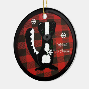 Décoration En Céramique Buffalo Plaid Baby First Christmas Ornament