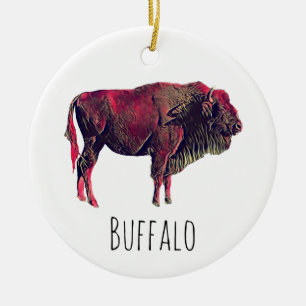 Décoration En Céramique Buffalo Portrait Design pour bison ou animal sauva